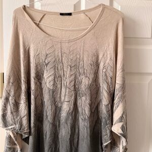 Chico's Feather Pattern Tunic in Beige and Gray